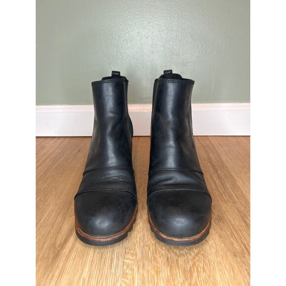 Sorel Women 7.5 Joan Of Arctic Boot Waterproof Black Chelsea Bootie Wedge Preppy - Picture 2 of 8